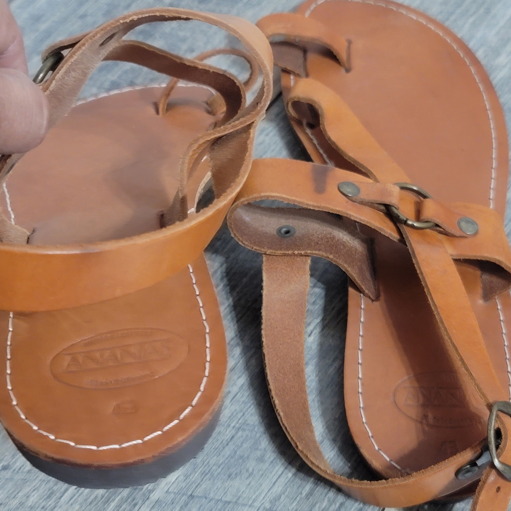 Ananias Handmade Greek Natural Leather Strappy Sandal Gladiator Roman Style Sz12 - Picture 6 of 8